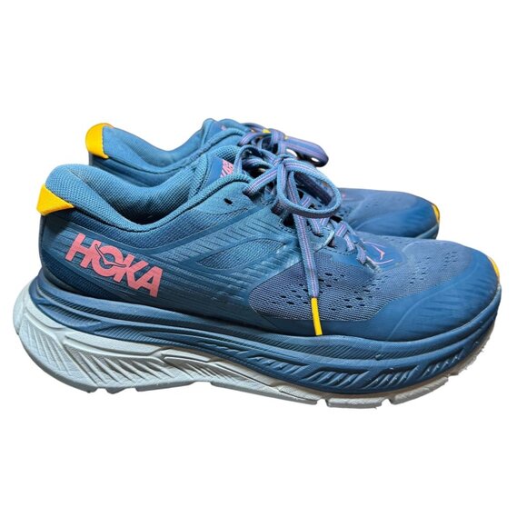 Hoka One One Stinson ATR 6 Trail Running Shoes Size 9 Blue/Yellow - Picture 1 of 12